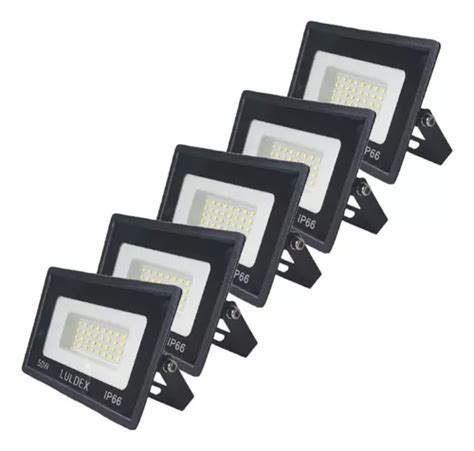 Paquete 5 Reflectores Led Ultradelgado 50w Luz Blanca Luldex Meses