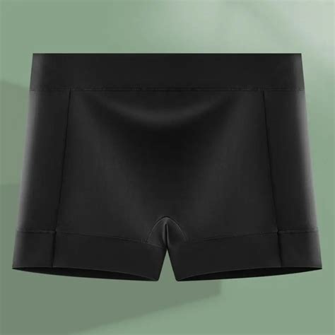 Women Underwear Ice Silk Seamless Safety Panties Solid Color Mid Rise