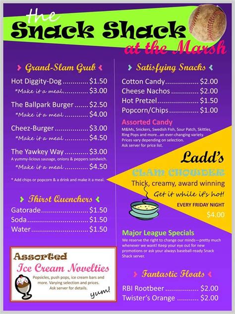 Printable Free Concession Stand Menu Template Word