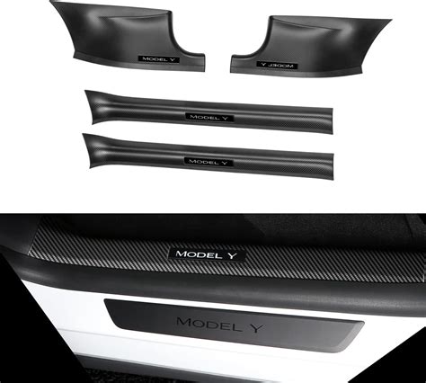 Lot De Protections De Seuil De Porti Re Tesla Model Y En Fibre De