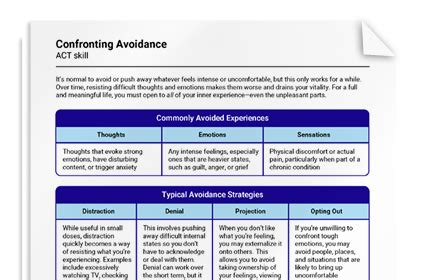 Psychological Flexibility Act Skill Worksheet Therapist Aid