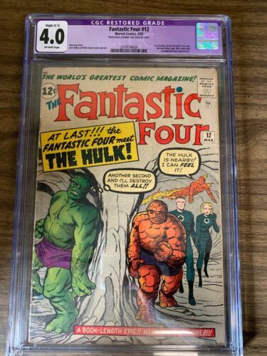 Comicsvalue Fantastic Four 12 CGC 4 0 Restored Grade C 1 Hulk