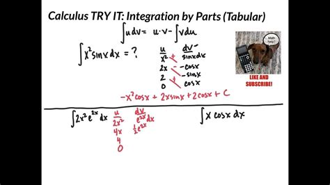 Calculus Try It Integration By Parts Using Tabular Method Youtube