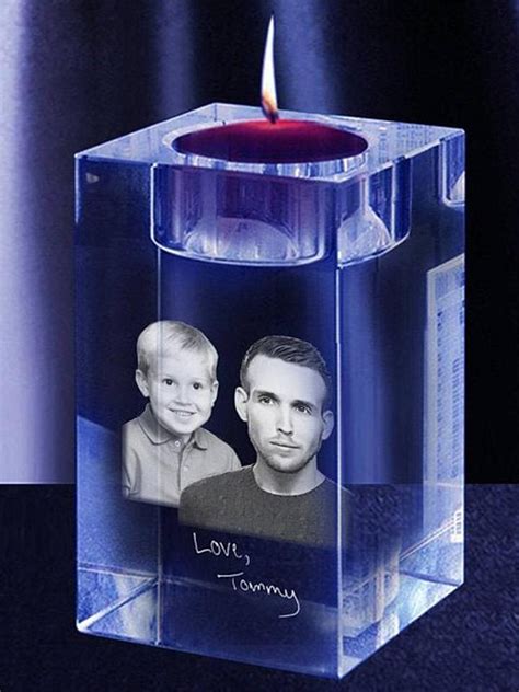 Personalized Laser Engraved D Photo Crystal Candle Holder