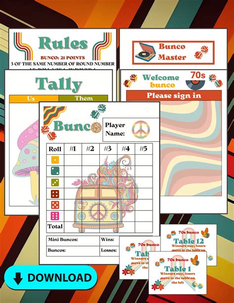 Retro Bunco, 70s Bunco, Colorful Bunko, Bunco Themes, Bunco Player ...