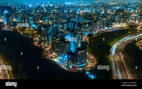 Panoramic Aerial View Of Armendariz Downhill Miraflores Town And The