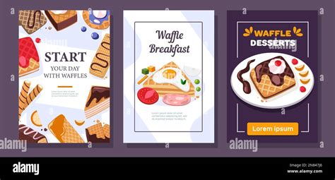 Waffle Breakfast Flyer Cafe Bakery Advertising With Delicious Belgian