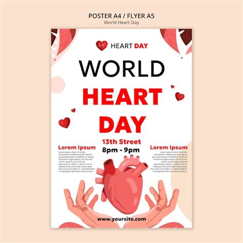 Free Psd Flat Design World Heart Day Poster Template