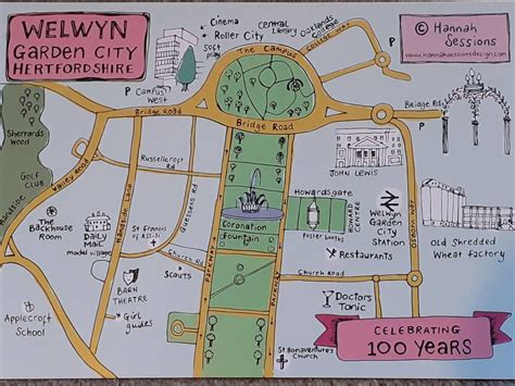 Welwyn Garden City Map Art Print Etsy