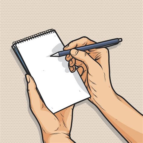 Premium Vector Hand Holding Pen And Notepad