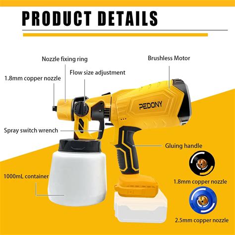 Pulverizador De Pintura Inal Mbrico Para Bater A Dewalt Pulverizador