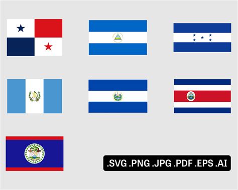 Central America Country Flags Svg Bundle Set Countries Etsy Espa A