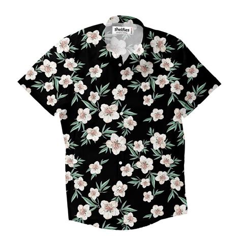 White Flowers Short-Sleeve Button Down Shirt