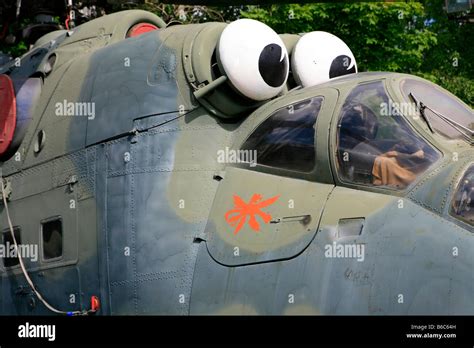 Close-up of the Mil Mi-24 helicopter gunship (Hind) at Victory Park ...