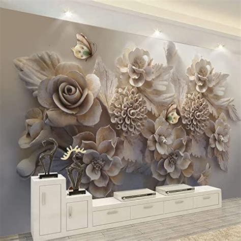 Stereoscopic Embossed Flower Butterfly 3d Wall Murals Wallpaper Retro