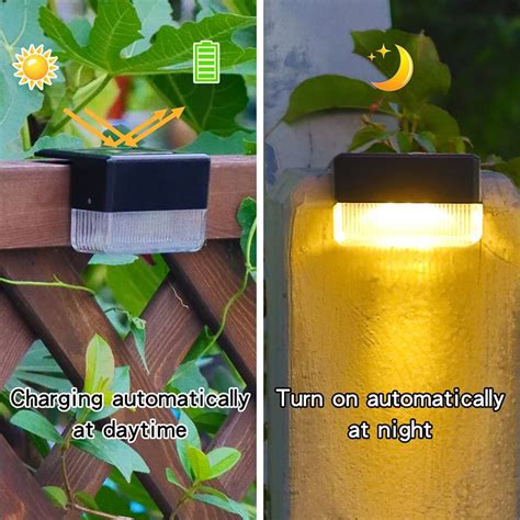 Solar Fence Lights 8 Pack Outdoor Step Lights Waterproof LED RGB Solar