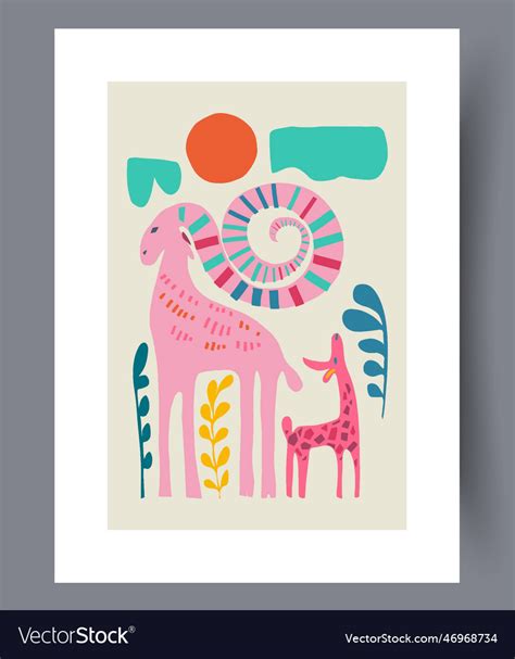 Animal capricorn fauna deer wall art print Vector Image