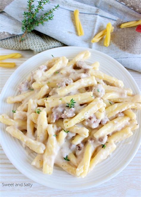 Sausage Pasta In A Bechamel Sauce Sweet And Salty