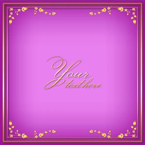 Premium Vector Golden Floral Frame Border Pink Gradient Background