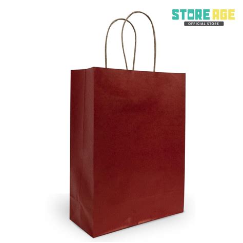 Red Kraft Paper Bag With Twisted Handle M Size Store Age