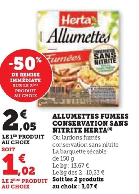 Promo Allumettes Fumees Conservation Sans Nitrite Herta Chez Super U