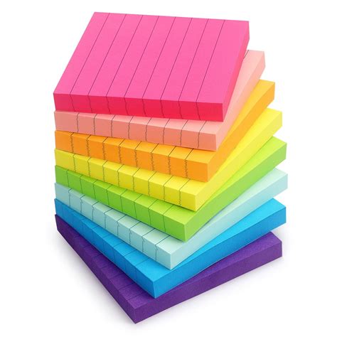 8 Pads Lined Sticky Notes 3x3 Sticky Notes With Lines Self Stick Note Pads 8 Bright Multi Colors