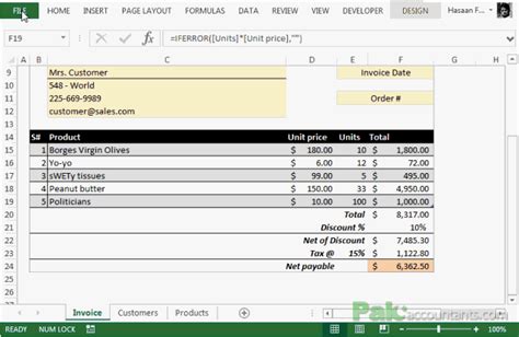 Excel Invoice Template With Database