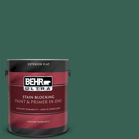 Behr Ultra Gal M Green Agate Flat Exterior Paint And Primer In