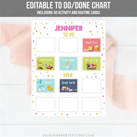 Editable Visual Schedule Kids Daily Routine Chart 80 Cards Etsy