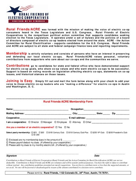 Fillable Online Rural Friends Acre Membership Form Fax Email Print