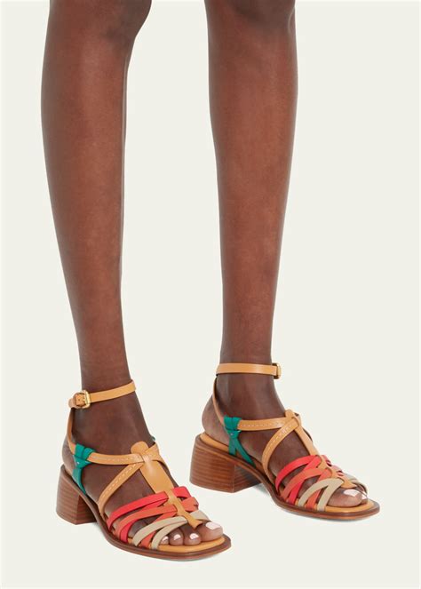 See By Chloe Colorblock Leather Ankle Strap Sandals Bergdorf Goodman