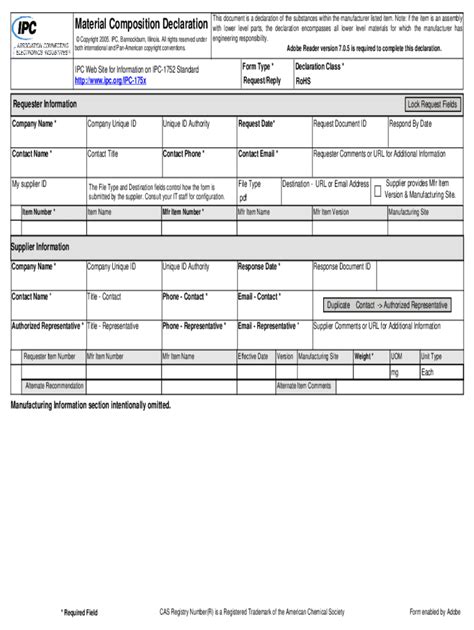 Ipc Material Declaration Fill Online Printable Fillable Blank