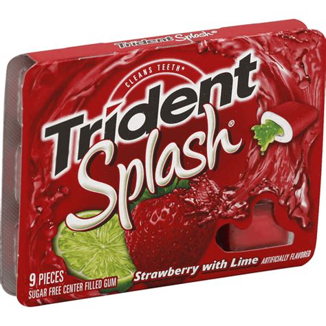 Trident Splash Gum, Sugar Free, Center Filled, Strawberry with Lime ...