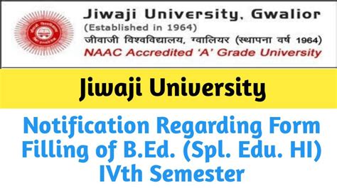 Jiwaji University B Ed 4th Sem Exam Time Table For Regular Ex And ATKT