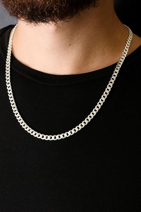 6mm Cuban Link Chain Solid 925 Sterling Silver Mens Necklace T For