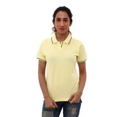 Combed Ring Spun Cotton Plain Ruffty Polo Tipping Women T Shirt Size