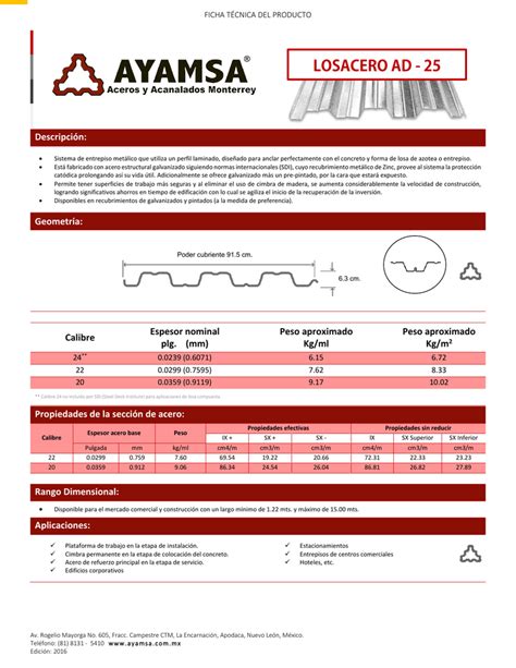 Ficha Tecnica De Losacero