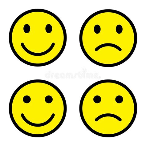 Happy And Sad Face Emoji Icon Vector Smile And Unhappy Emoticon