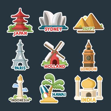 World Travel Sticker Collection Travel Clipart World Clipart Sticker