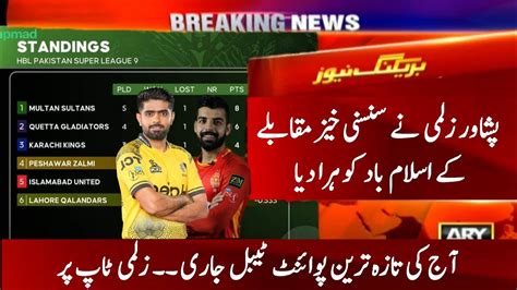 Psl Latest Points Table After Peshawar Zalmi Vs Islamabad United