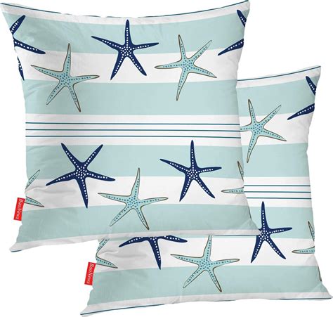 Amazon BaoNews Coastal Navy Blue Pillow Covers Coastal Starfish