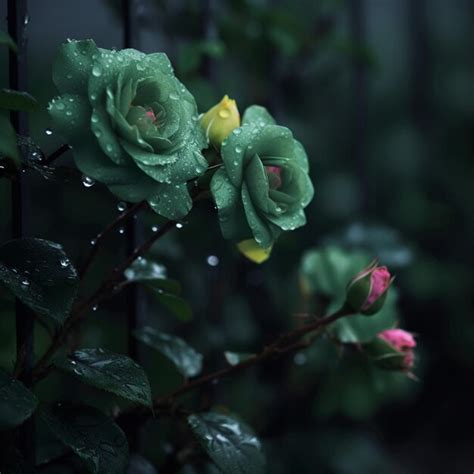 Premium Ai Image Raindrops On Roses Wallpaper In The Style