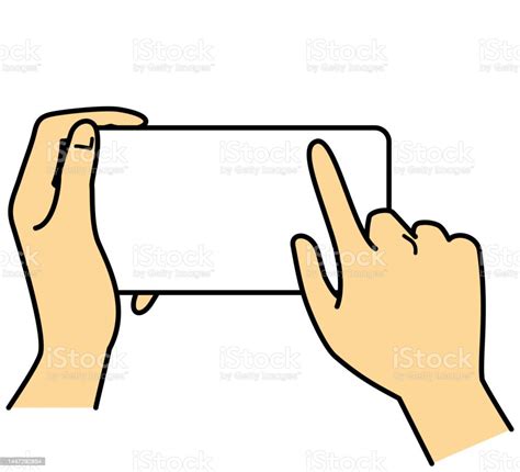 Hands Holding Smartphone Touching Screen Illustration Image Jpeg Stok Vektör Sanatı And Akıllı