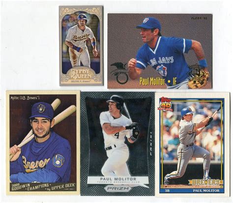 Paul Molitor Baseball Card Lot Hof Milwaukee Brewers Twins Blue Jays