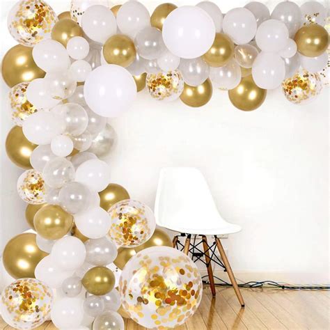 Buy White Gold Balloon Arch Kit 102Pcs Silver Gold Balloon Garland Kit