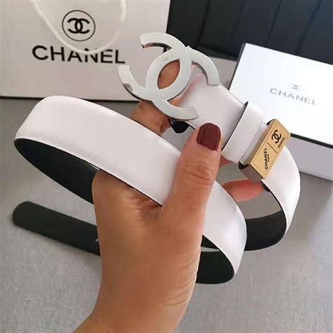 Chanel Women Lambskin & Gold-Tone Metal Belt-White - LULUX