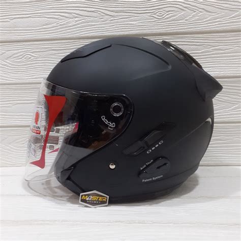 Jual Helm Kyt Galaxy Flat R Solid Polos Black Doff 2V Half Face M