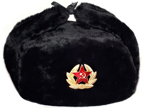 Ushanka Hat Black Fur Winter Authentic Russian Ussr Military Army