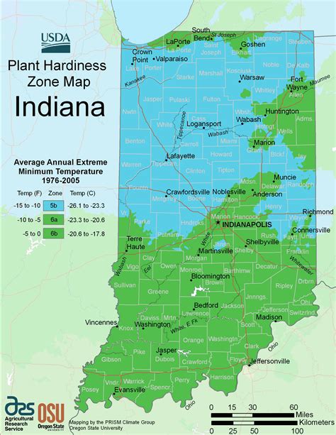 Indiana Plant Hardiness Zone Map - MapSof.net