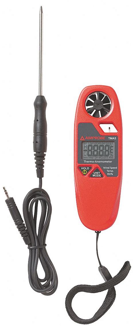 Amprobe Anemometer Rotating Vane And Thermistor No Yes 60 To 3937 Velocity Fpm 5aer4